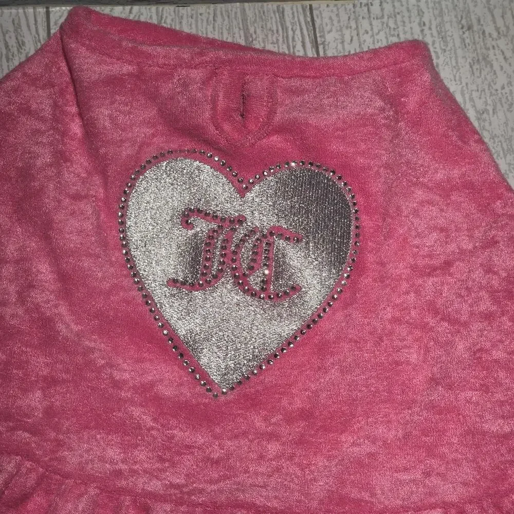 JUICY COUTURE PET DOG Pink TERRY HEART 🩶 🩷 BLING DRESS Size M/L NEW